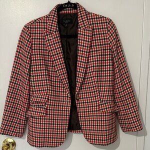 Talbots Women's Red and Black Checkered Blazer